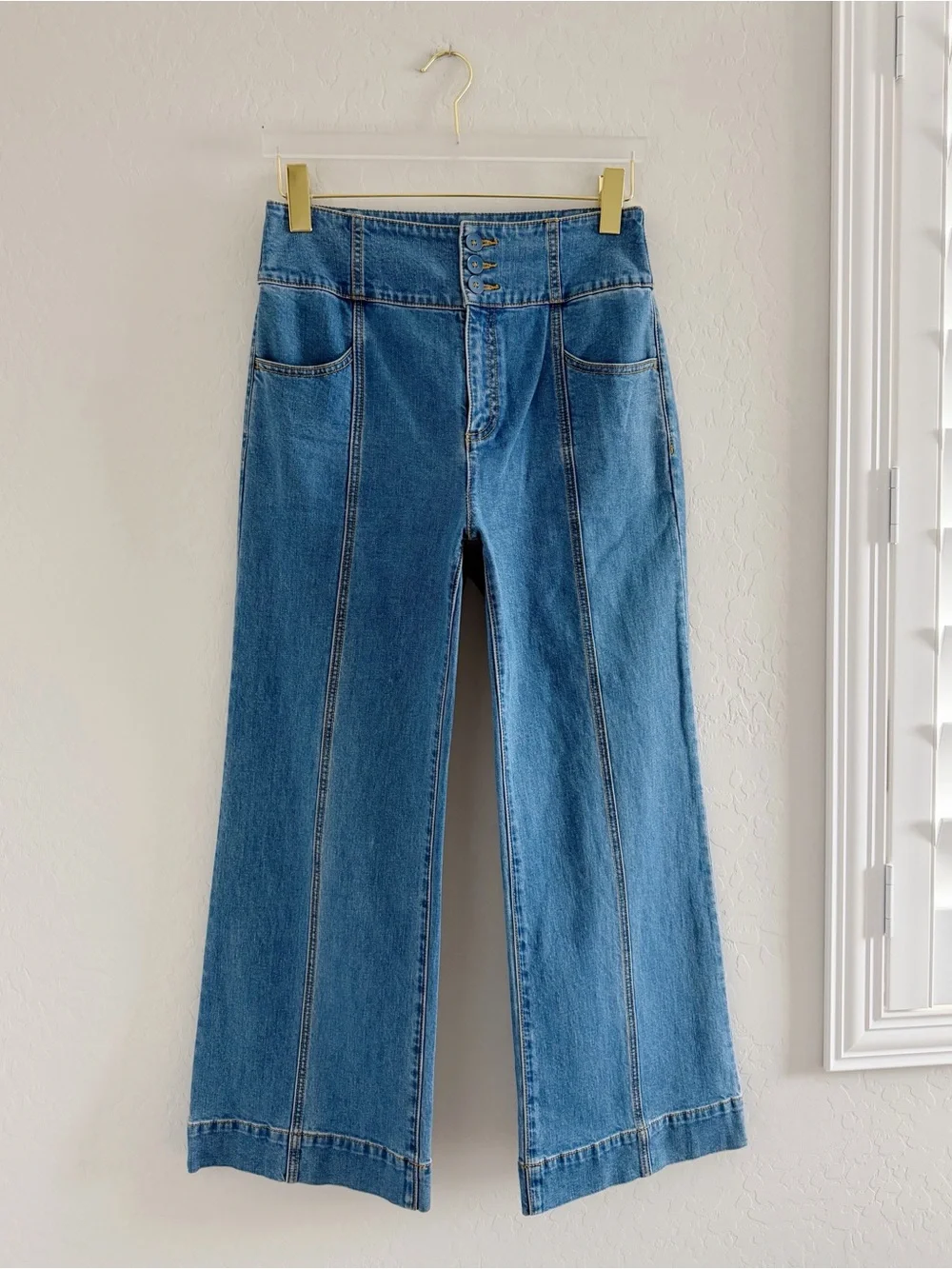 Kate Spade Denim Cropped Flare Pant Button Fly Jeans Size 27